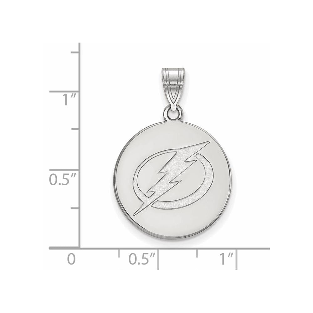 14K White Gold Nhl Logoart Tampa Bay Lightning Large Disc Pendant