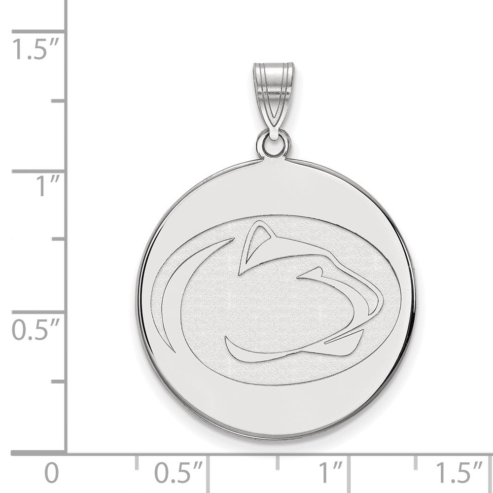 Sterling Silver Rhodium Plated Logoart Penn State University Lion Extra Large Disc Pendant