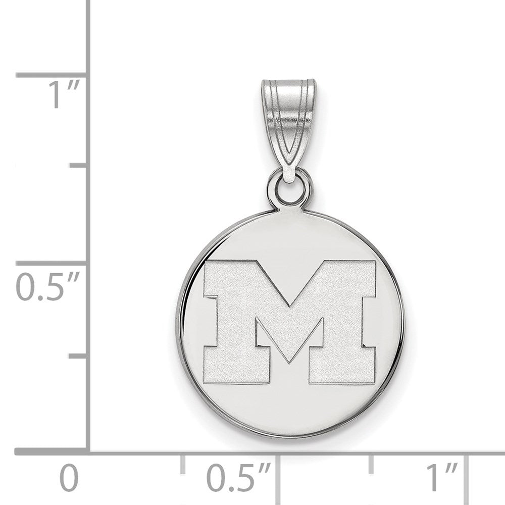 10K White Gold Logoart University Of Michigan Letter M Medium Disc Pendant