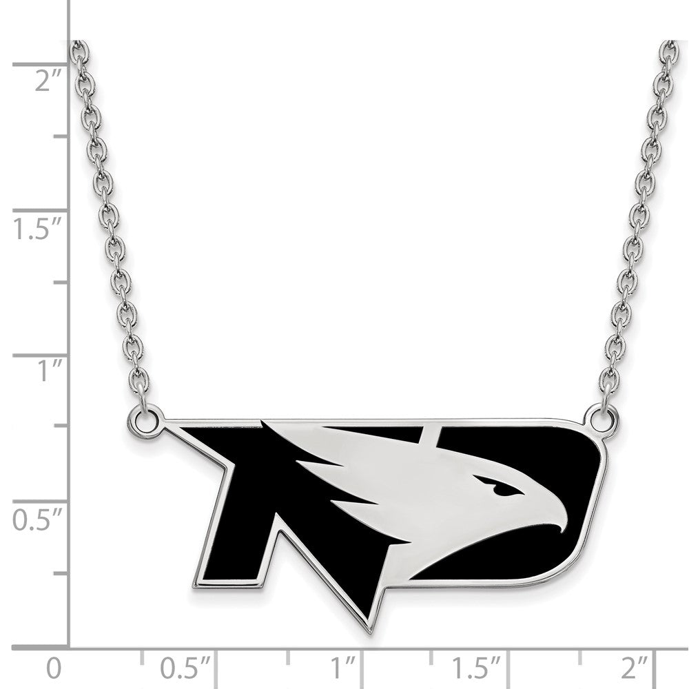 Sterling Silver Rhodium Plated Logoart University Of North Dakota Large Enameled Pendant 18 Inch Necklace
