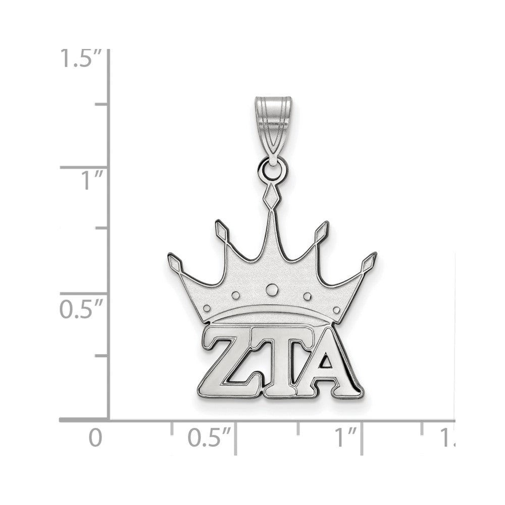 Sterling Silver Rhodium Plated Logoart Zeta Tau Alpha Sorority Symbol Medium Pendant