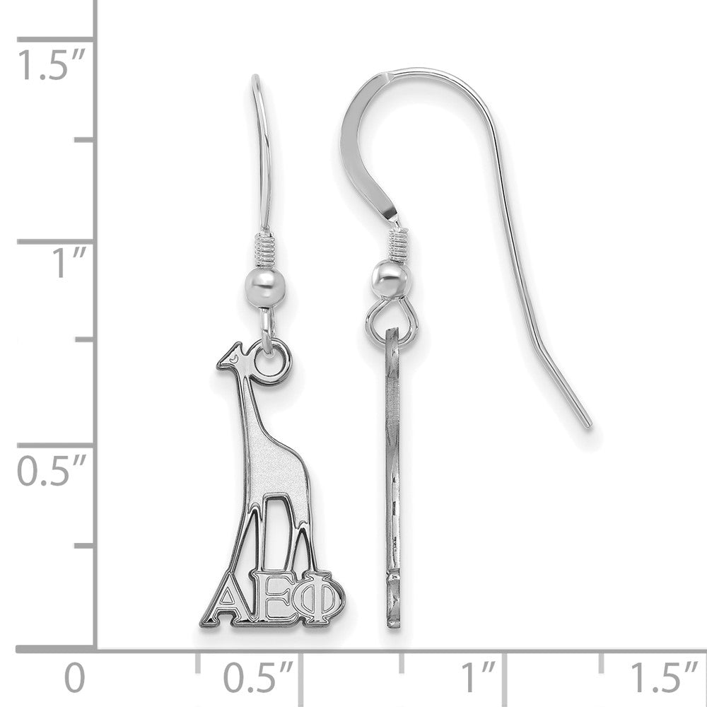 Sterling Silver Rhodium Plated Logoart Alpha Epsilon Phi Sorority Symbol Small Dangle Wire Earrings