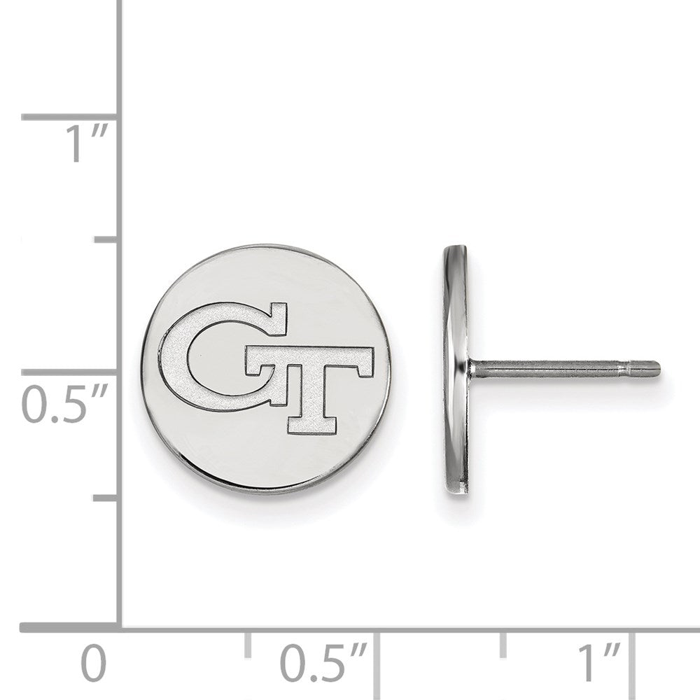 Sterling Silver Rhodium Plated Logoart Georgia Institute Of Technology G T Small Disc Post Earrings