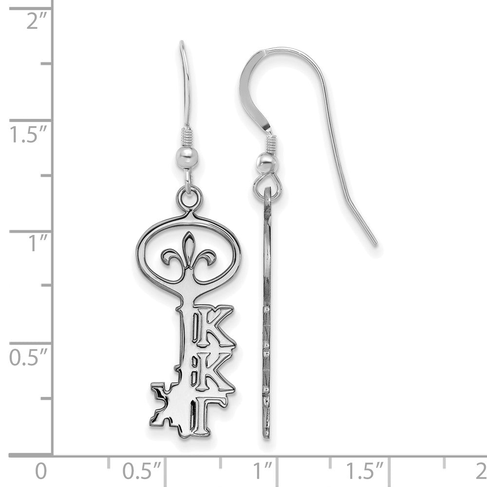 Sterling Silver Rhodium Plated Logoart Kappa Gamma Sorority Symbol Small Dangle Wire Earrings