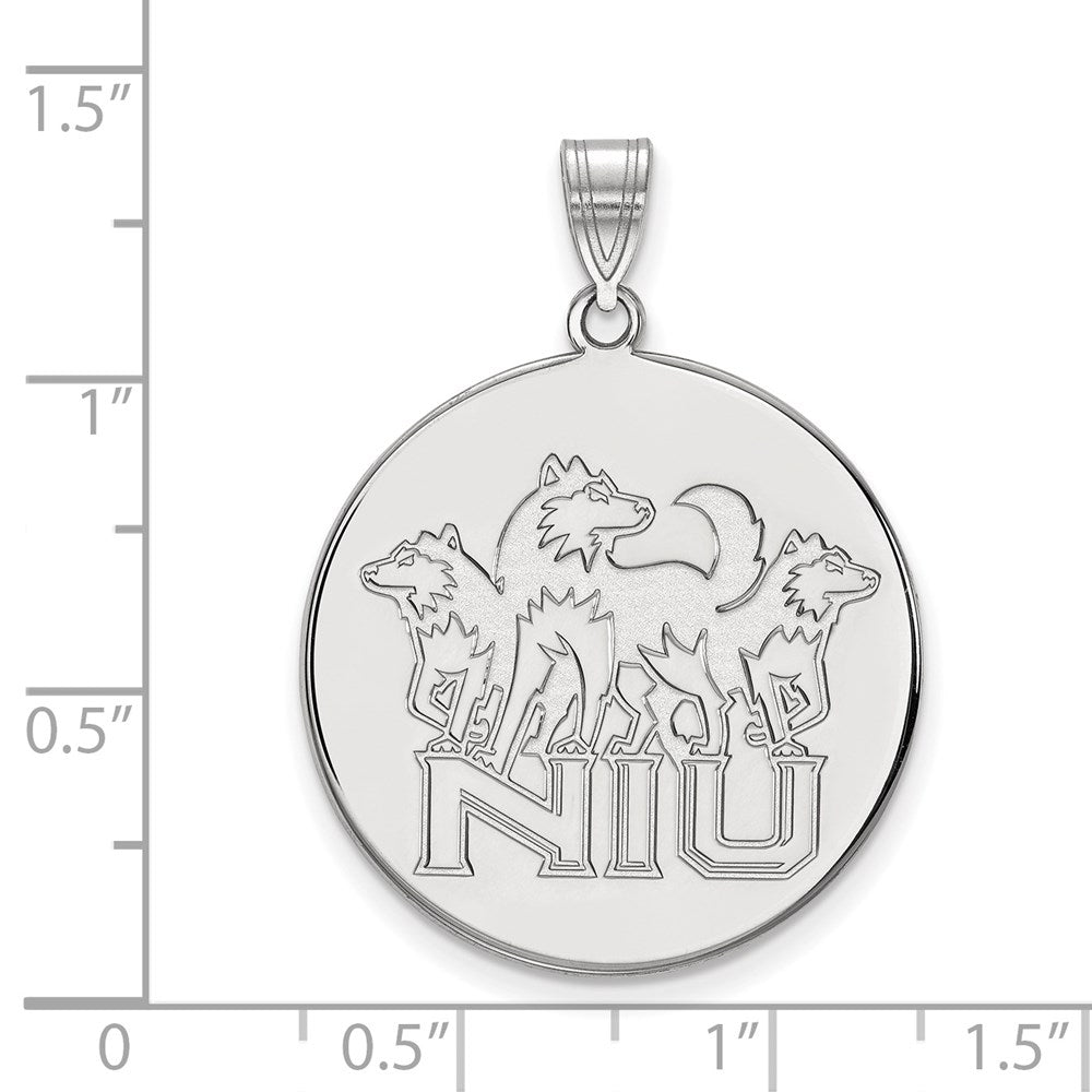 14K White Gold Logoart Northern Illinois University N I U With Huskies Extra Large Disc Pendant