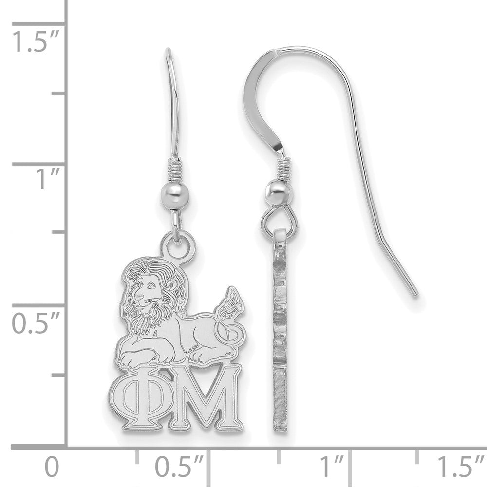 Sterling Silver Rhodium Plated Logoart Phi Mu Sorority Symbol Small Dangle Wire Earrings