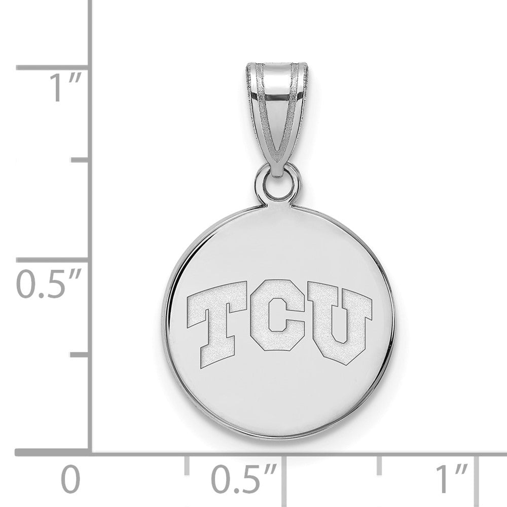14K White Gold Logoart Texas Christian University T C U Medium Disc Pendant