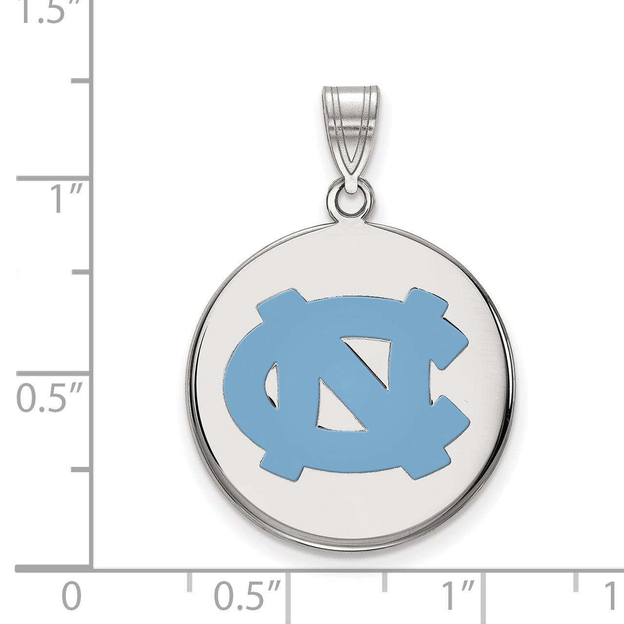 Sterling Silver Rhodium Plated Logoart University Of North Carolina N C Large Enameled Disc Pendant
