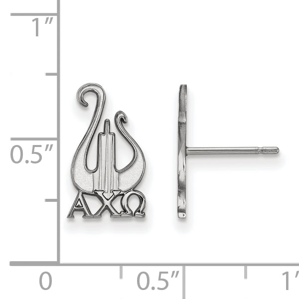 Sterling Silver Rhodium Plated Logoart Alpha Chi Omega Sorority Symbol Small Post Earrings