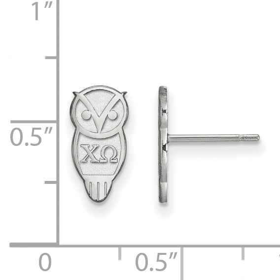 Sterling Silver Rhodium Plated Logoart Chi Omega Sorority Symbol Extra Small Post Earrings