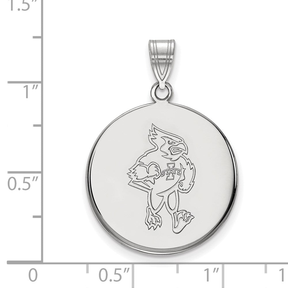14K White Gold Logoart Iowa State University Cardinal Large Disc Pendant