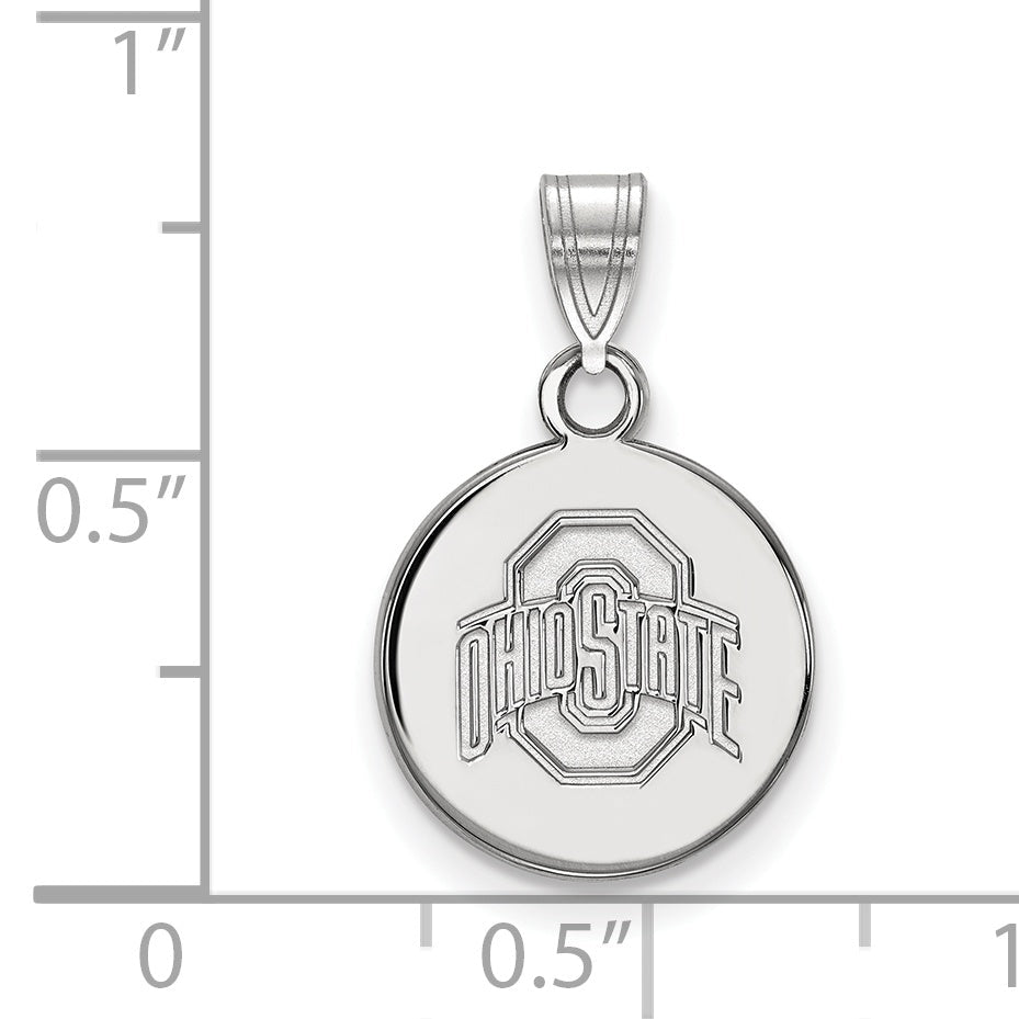 Sterling Silver Rhodium Plated Logoart The Ohio State University Small Disc Pendant