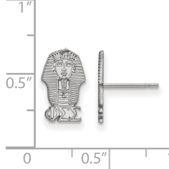 Sterling Silver Rhodium Plated Logoart Phi Sigma Sorority Symbol Extra Small Post Earrings