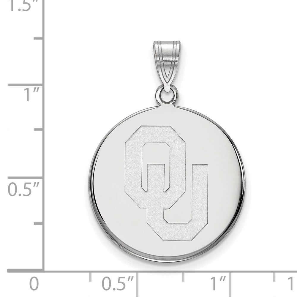 14K White Gold Logoart University Of Oklahoma O U Large Disc Pendant