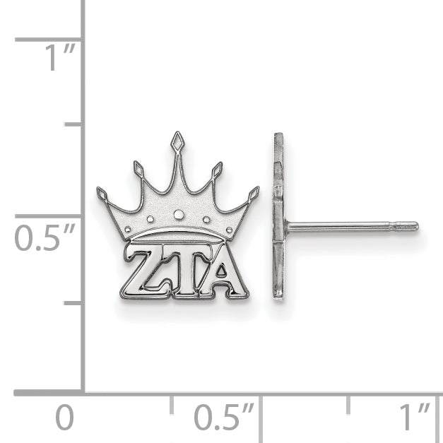 Sterling Silver Rhodium Plated Logoart Zeta Tau Alpha Sorority Symbol Extra Small Post Earrings