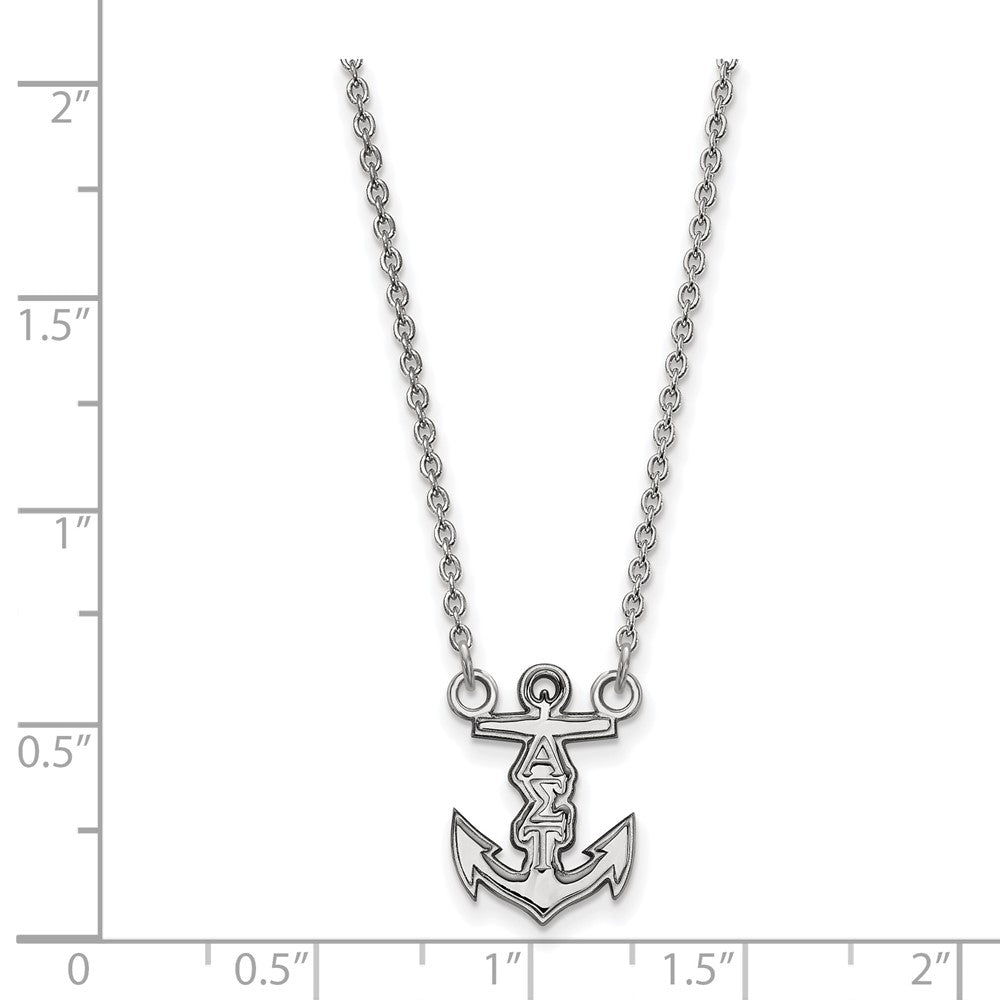 Sterling Silver Rhodium Plated Logoart Alpha Sigma Tau Sorority Symbol Extra Small Pendant 18 Inch Necklace