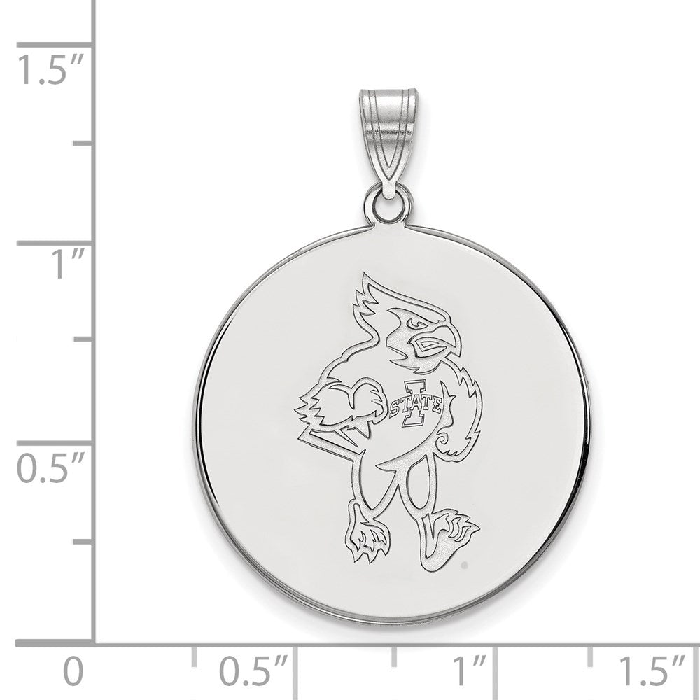 14K White Gold Logoart Iowa State University Cardinal Extra Large Disc Pendant