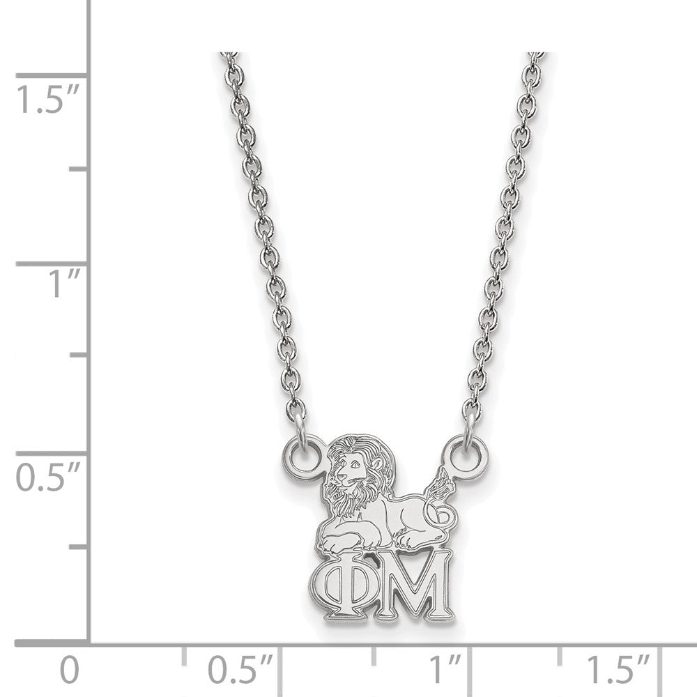 Sterling Silver Rhodium Plated Logoart Phi Mu Sorority Symbol Extra Small Pendant 18 Inch Necklace
