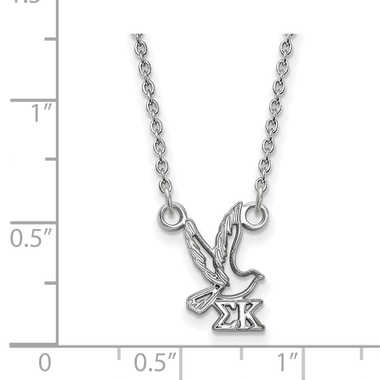 Sterling Silver Rhodium Plated Logoart Sigma Kappa Sorority Symbol Extra Small Pendant 18 Inch Necklace