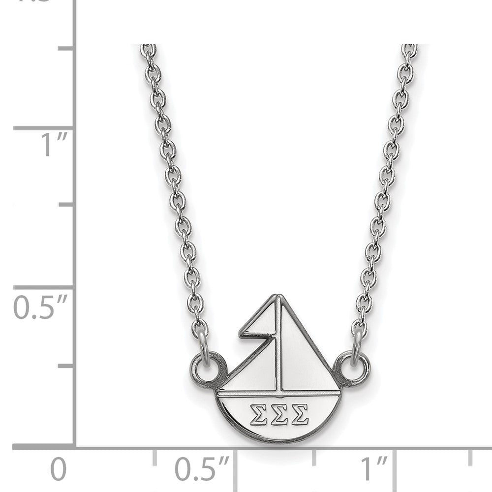Sterling Silver Rhodium Plated Logoart Sigma Sorority Symbol Extra Small Pendant 18 Inch Necklace
