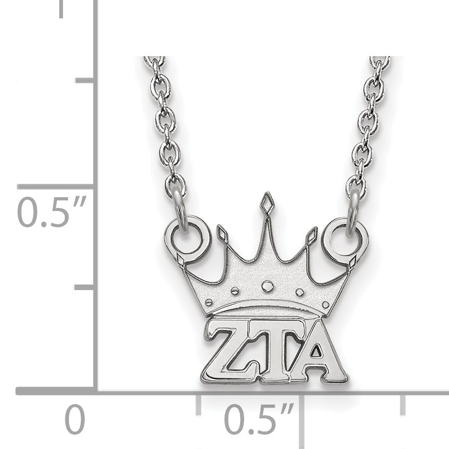 Sterling Silver Rhodium Plated Logoart Zeta Tau Alpha Sorority Symbol Extra Small Pendant 18 Inch Necklace
