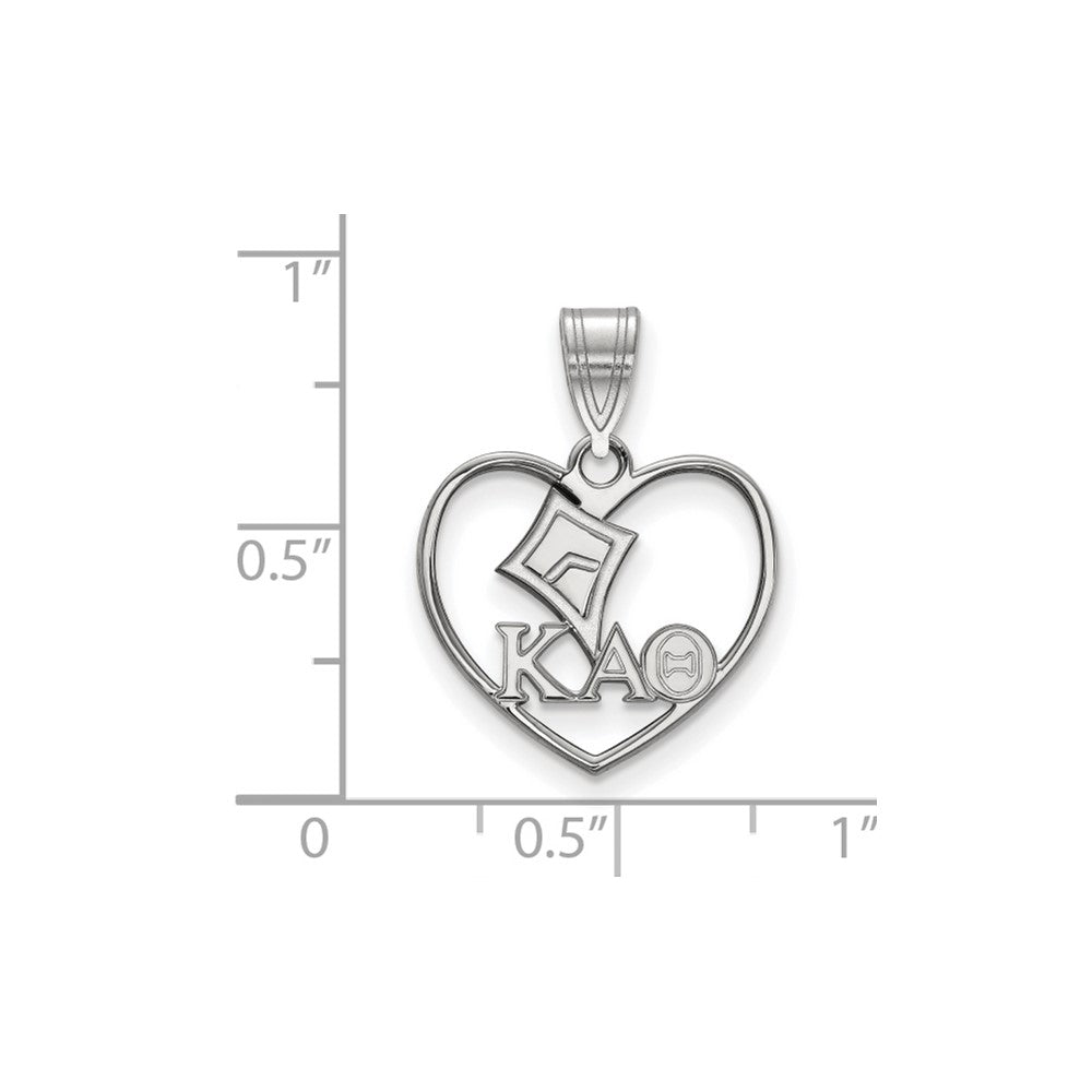 Sterling Silver Rhodium Plated Logoart Kappa Alpha Theta Sorority Symbol Heart Pendant