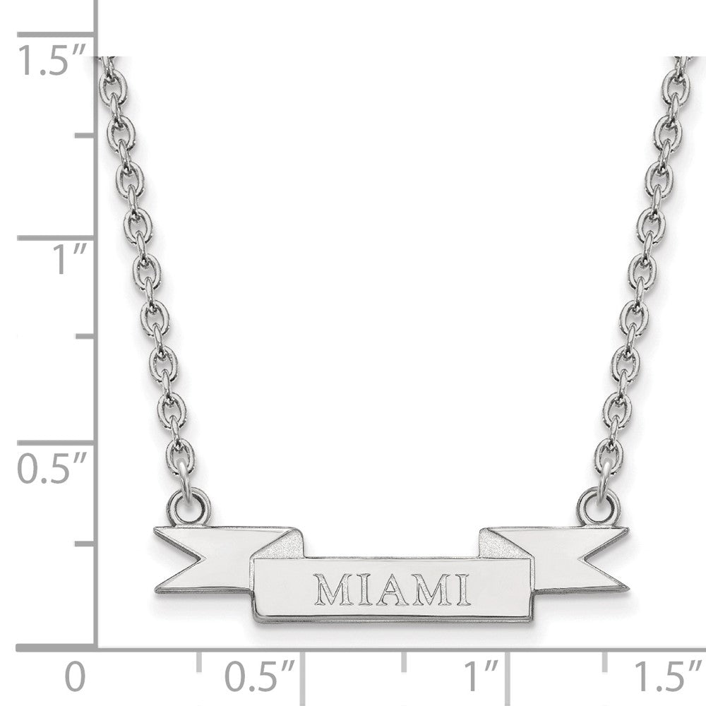 Sterling Silver Rhodium Plated Logoart Miami University Ohio Small Banner Pendant 18 Inch Necklace