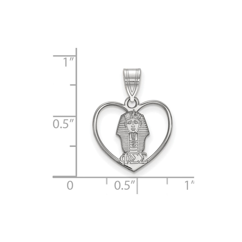 Sterling Silver Rhodium Plated Logoart Phi Sigma Sorority Symbol Heart Pendant