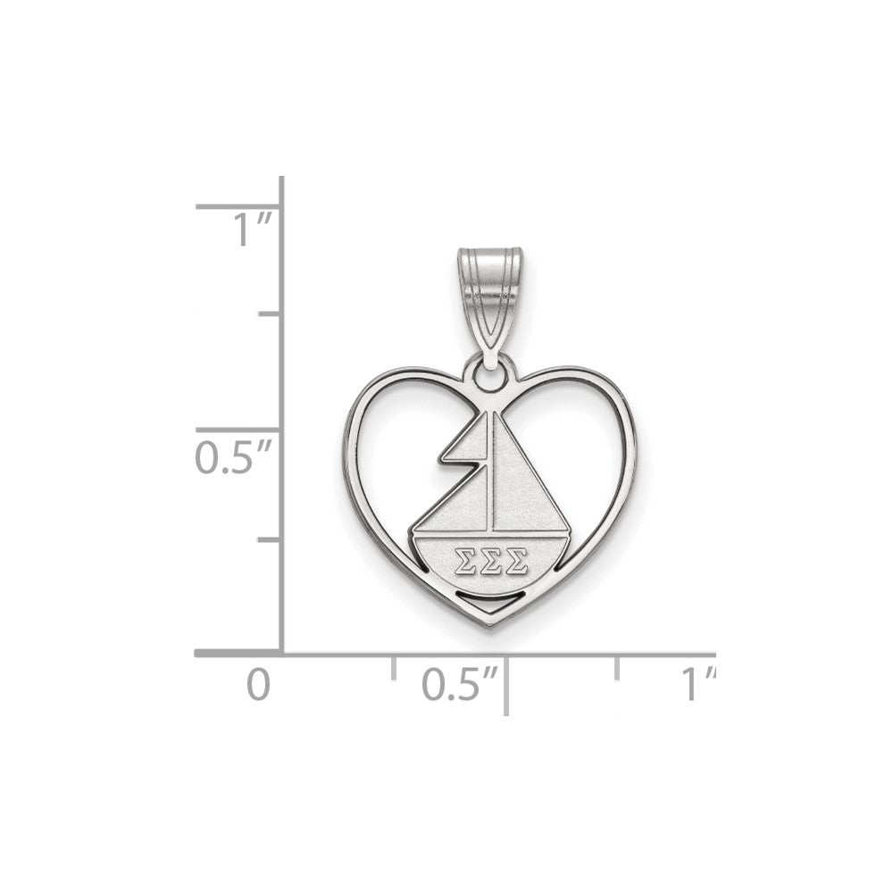 Sterling Silver Rhodium Plated Logoart Sigma Sorority Symbol Heart Pendant