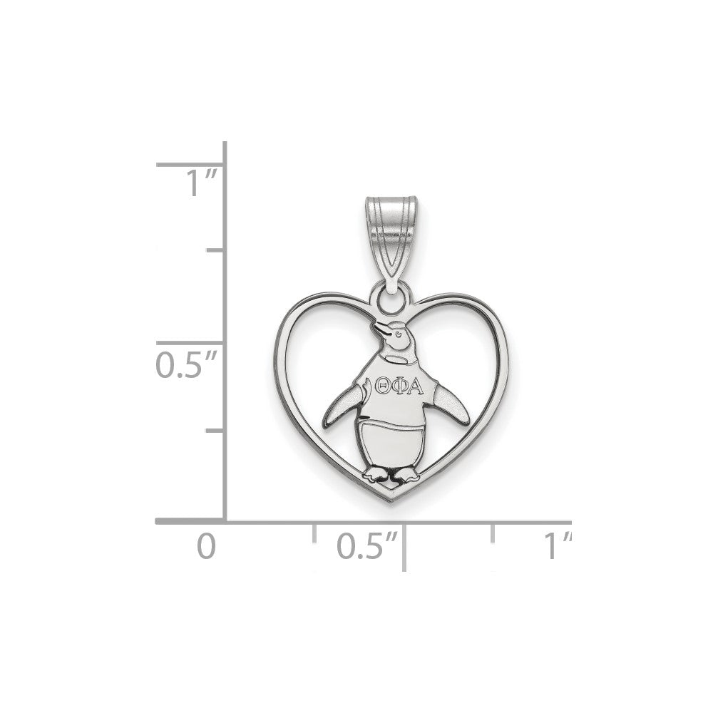 Sterling Silver Rhodium Plated Logoart Theta Phi Alpha Sorority Symbol Heart Pendant