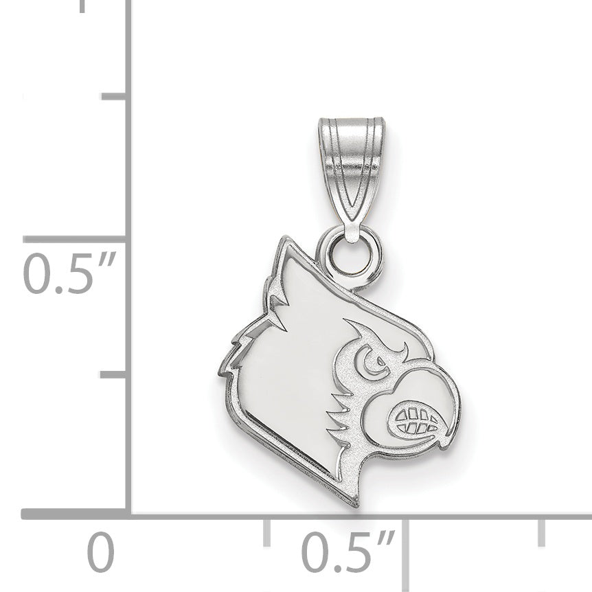 Sterling Silver Rhodium Plated Logoart University Of Louisville Cardinal Small Pendant