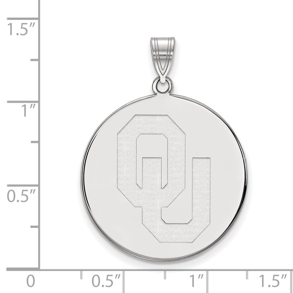 10K White Gold Logoart Oklahoma O U Extra Large Disc Pendant