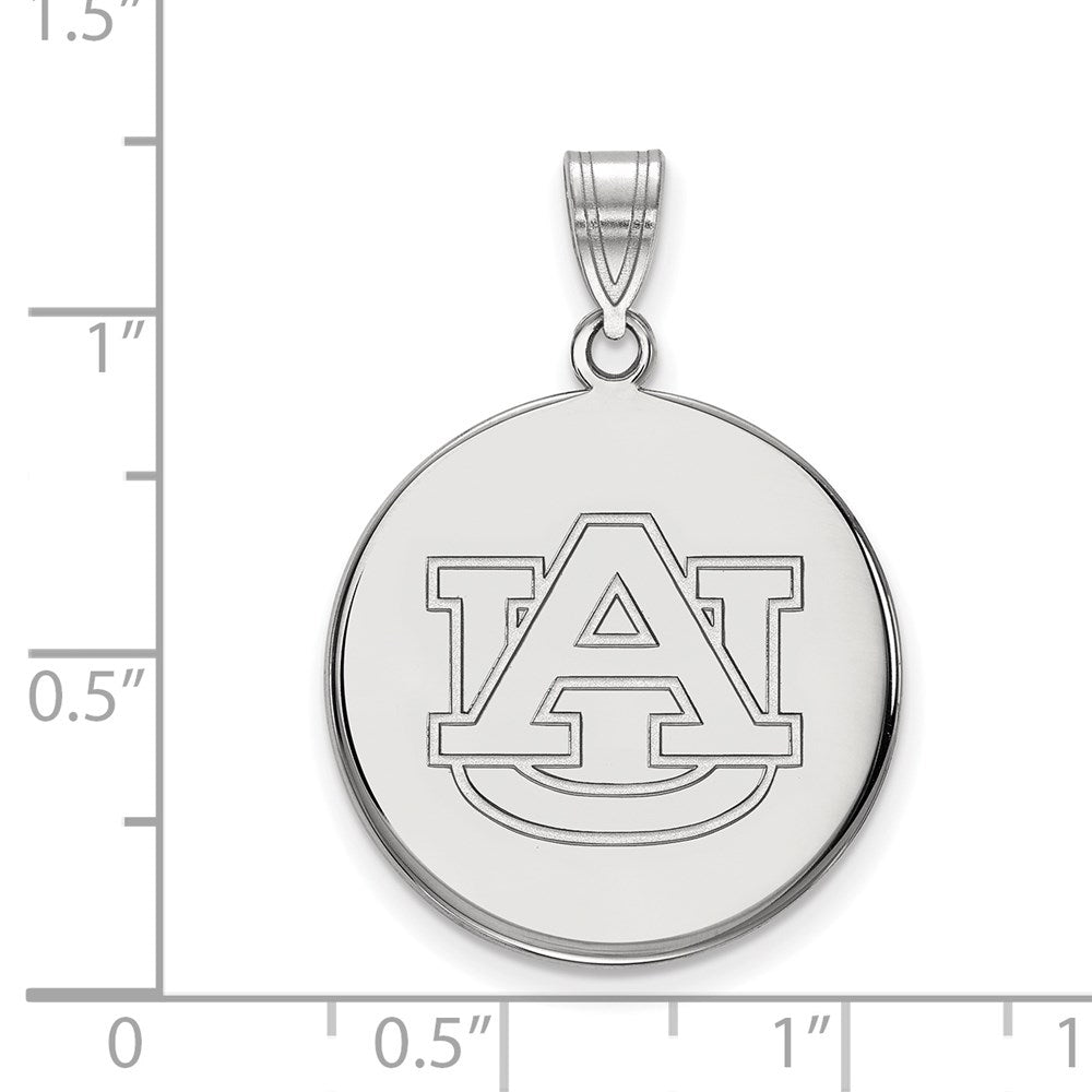 Sterling Silver Rhodium Plated Logoart Auburn University Large Disc Pendant