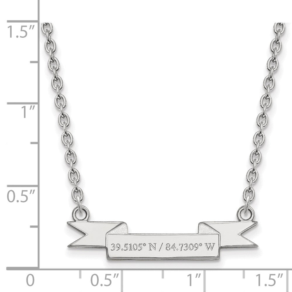 Sterling Silver Rhodium Plated Logoart Miami University Ohio Small Latitude Banner Pendant 18 Inch Necklace
