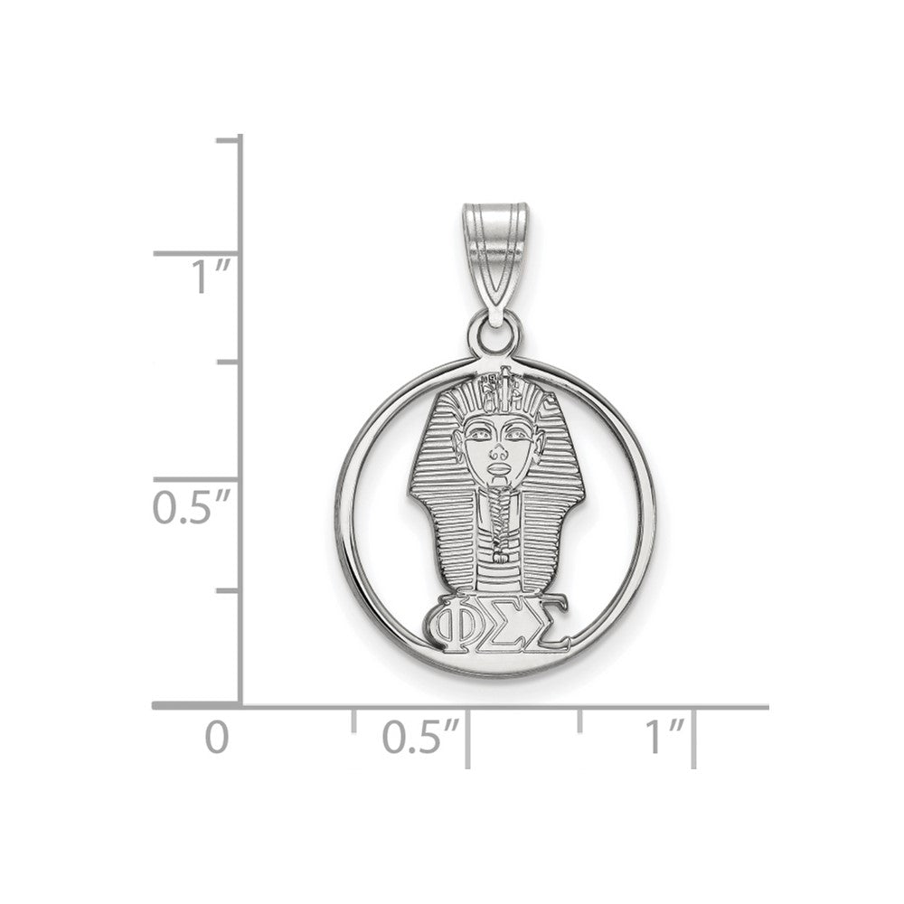 Sterling Silver Rhodium Plated Logoart Phi Sigma Sorority Symbol Medium Circle Pendant