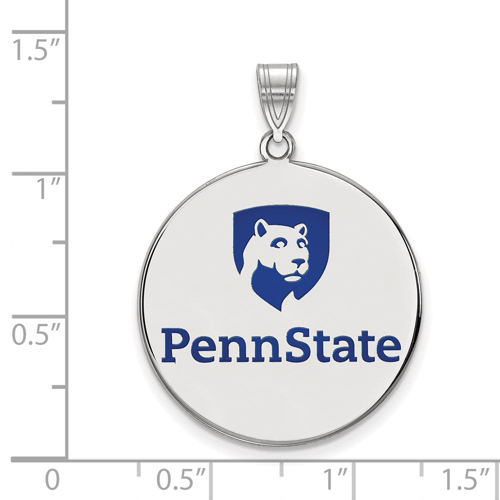 Sterling Silver Rhodium Plated Logoart Penn State University Extra Large Enameled Disc Pendant