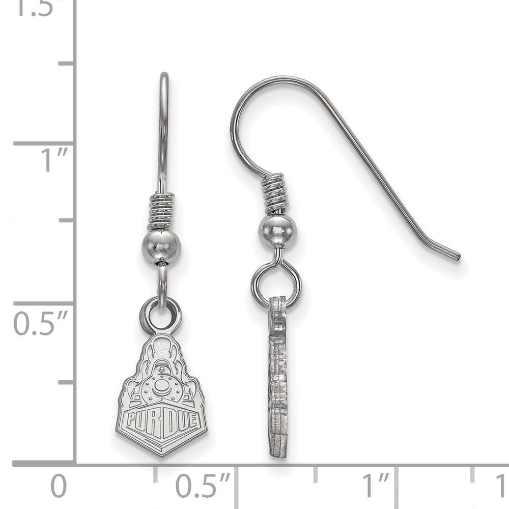 Sterling Silver Rhodium Plated Logoart Purdue University Boilermakers Train Logo Extra Small Dangle Wire Earrings