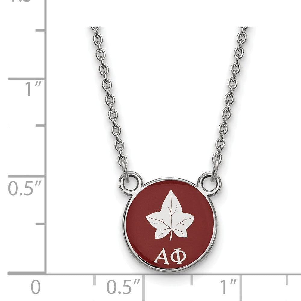 Sterling Silver Rhodium Plated Logoart Alpha Phi Sorority Symbol Small Color Enamel Pendant 18 Inch Necklace