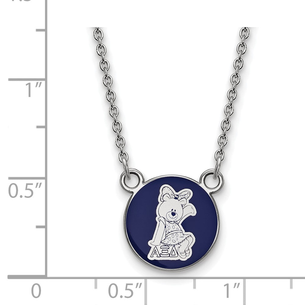 Sterling Silver Rhodium Plated Logoart Alpha Xi Delta Sorority Symbol Small Color Enamel Pendant 18 Inch Necklace