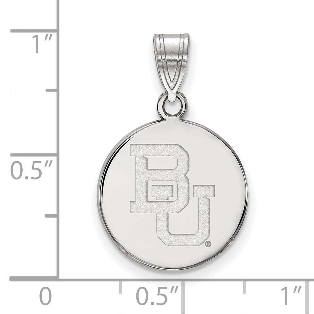 Sterling Silver Rhodium Plated Logoart Baylor University Bears Medium Disc Pendant