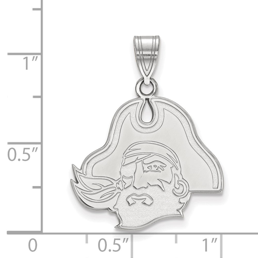 Sterling Silver Rhodium Plated Logoart East Carolina University Pirate Large Pendant