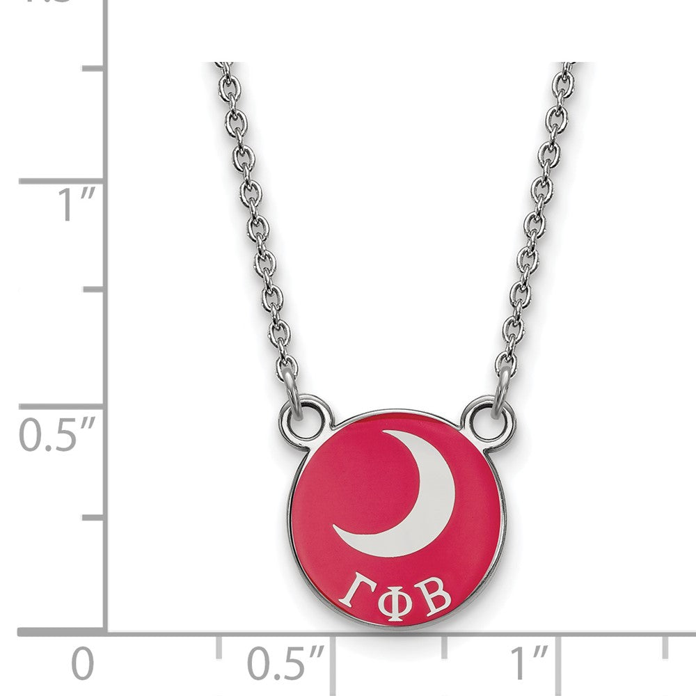 Sterling Silver Rhodium Plated Logoart Gamma Phi Beta Sorority Symbol Small Color Enamel Pendant 18 Inch Necklace