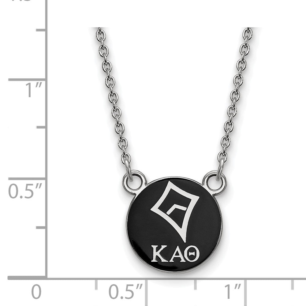Sterling Silver Rhodium Plated Logoart Kappa Alpha Theta Sorority Symbol Small Color Enamel Pendant 18 Inch Necklace