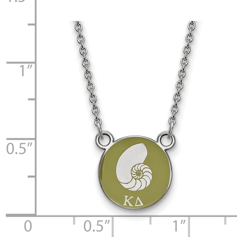Sterling Silver Rhodium Plated Logoart Kappa Delta Sorority Symbol Small Color Enamel Pendant 18 Inch Necklace