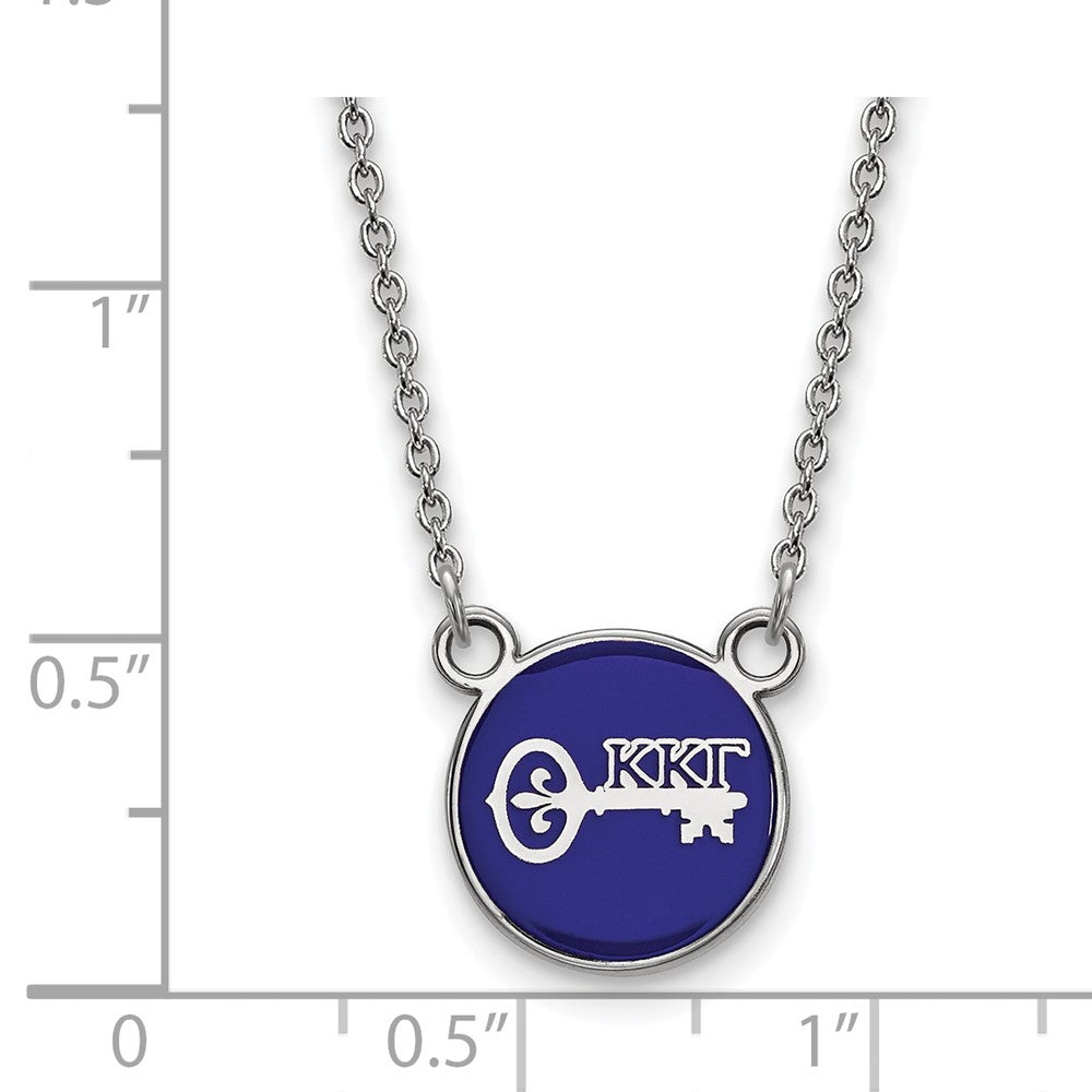 Sterling Silver Rhodium Plated Logoart Kappa Gamma Sorority Symbol Small Color Enamel Pendant 18 Inch Necklace