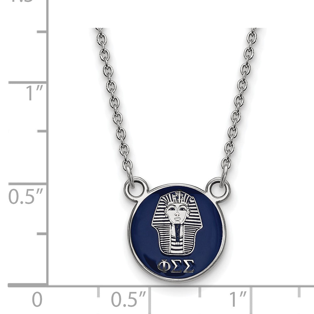 Sterling Silver Rhodium Plated Logoart Phi Sigma Sorority Symbol Small Color Enamel Pendant 18 Inch Necklace