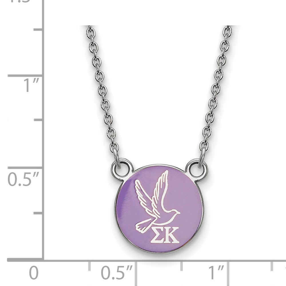 Sterling Silver Rhodium Plated Logoart Sigma Kappa Sorority Symbol Small Color Enamel Pendant 18 Inch Necklace