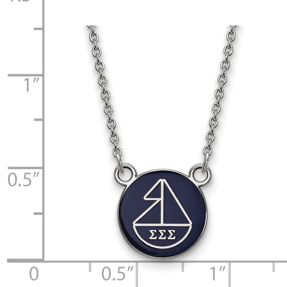 Sterling Silver Rhodium Plated Logoart Sigma Sorority Symbol Small Color Enamel Pendant 18 Inch Necklace
