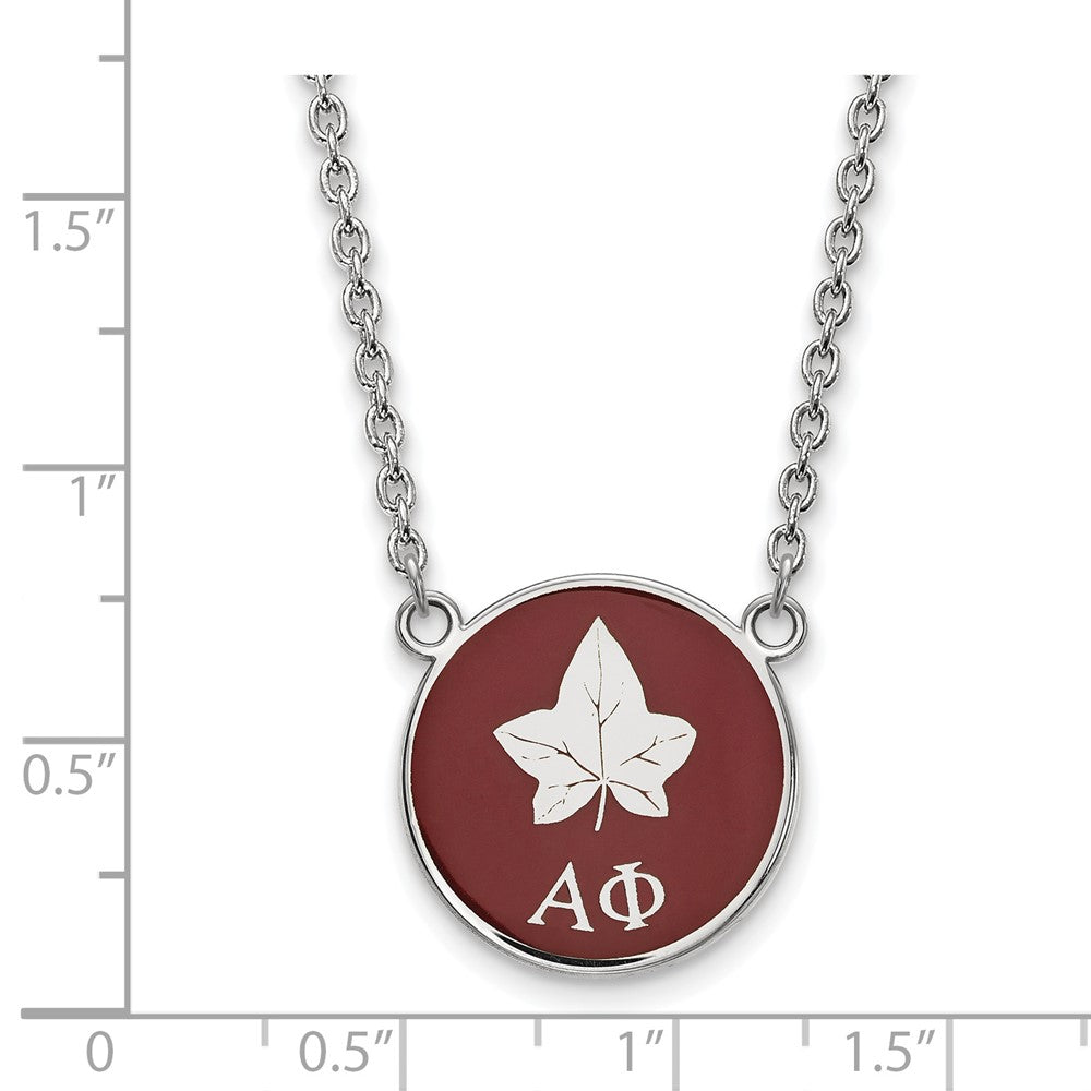 Sterling Silver Rhodium Plated Logoart Alpha Phi Sorority Symbol Small Color Enamel Pendant 18 Inch Necklace