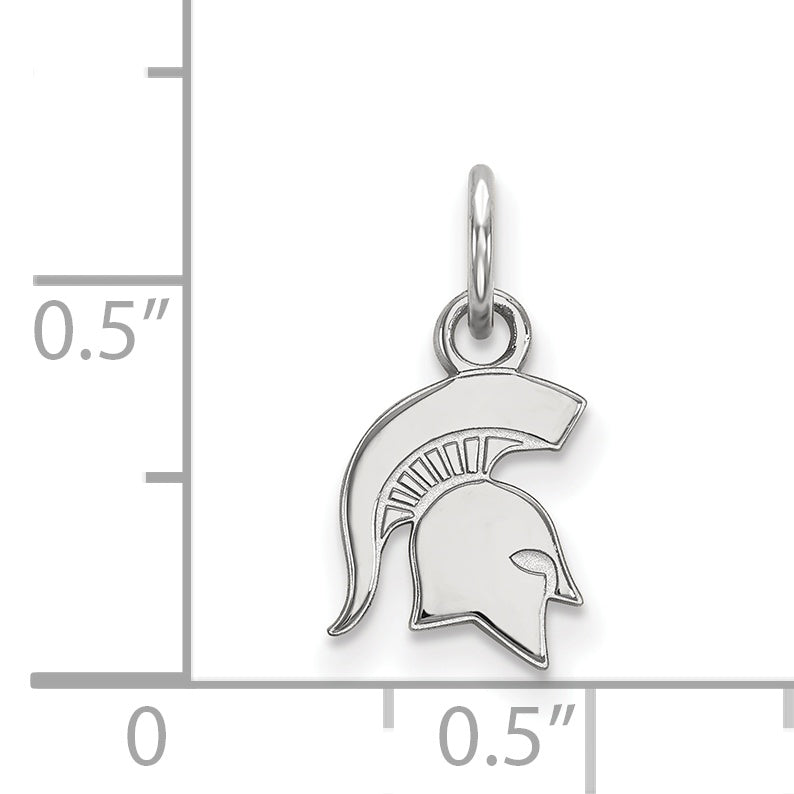 Sterling Silver Rhodium Plated Logoart Michigan State University Spartan Extra Small Pendant